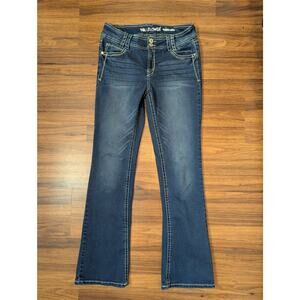 Wallflower Low Rise Bootcut Jeans Size 7 Y2K Curvy Dark Denim Model-off-duty